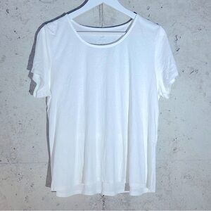 J.Jill Pima Cotton Shirred- back White Tee